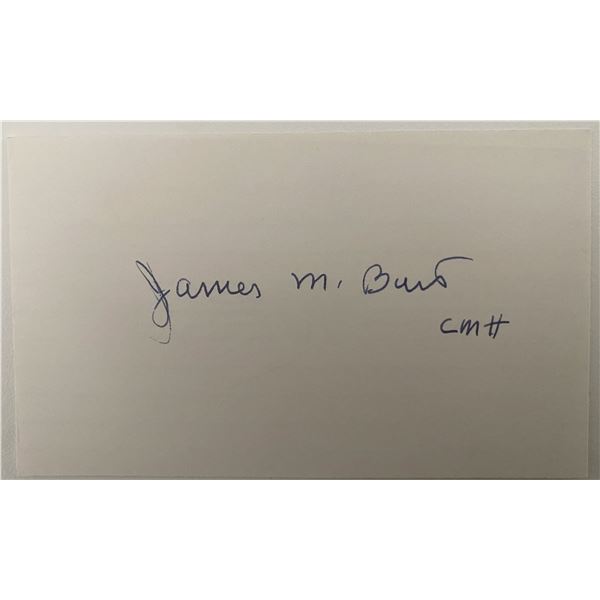 US Army Medal of Honor Recipient James M. Burt original signature cut