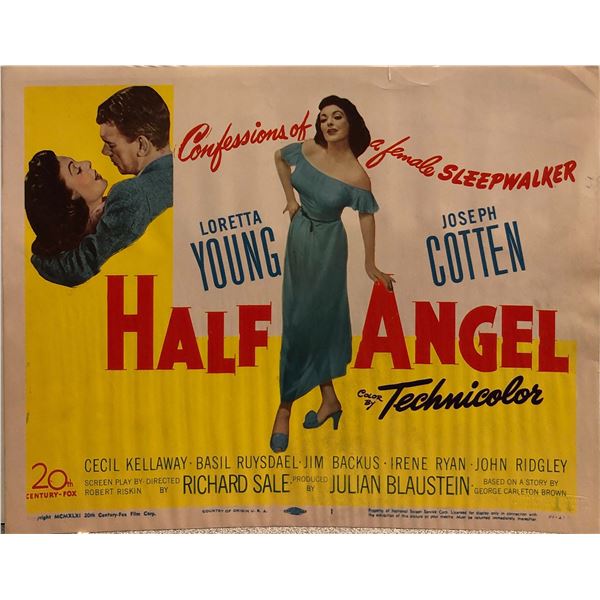 Half Angel original 1951 vintage lobby card