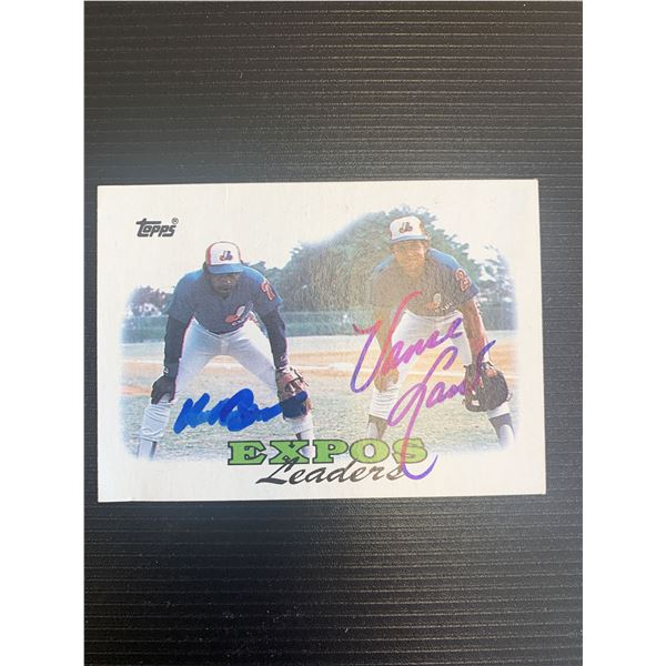 Montreal Expos Vance Law and Hubie Brooks Signed Baseball Trading Card