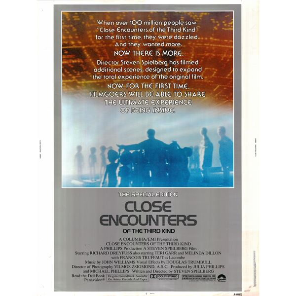 Close Encounters of the Third Kind original 1980R vintage rolled one sheet poster