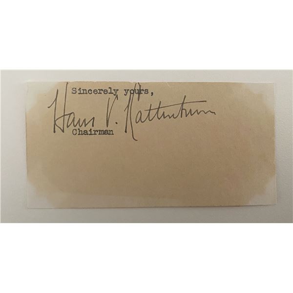 Radio Commentator Hans Kaltenborn original signature