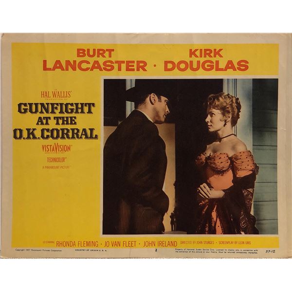 Gunfight at the O.K. Corral original 1957 vintage lobby card