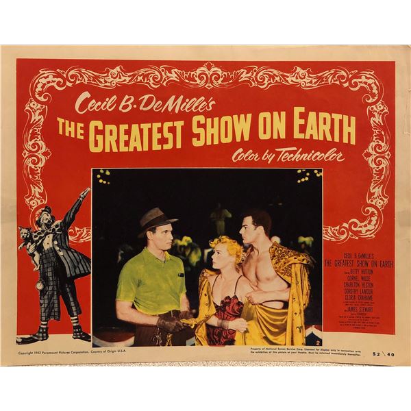 The Greatest Show on Earth original 1952 vintage lobby card