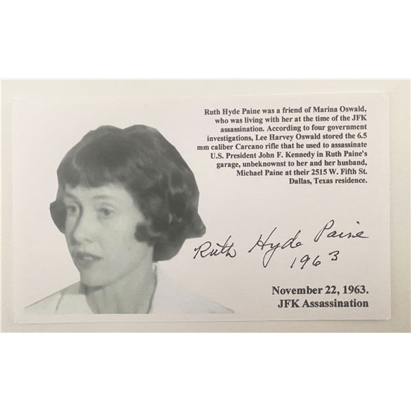 JFK Assassination Ruth Hyde Paine signed card