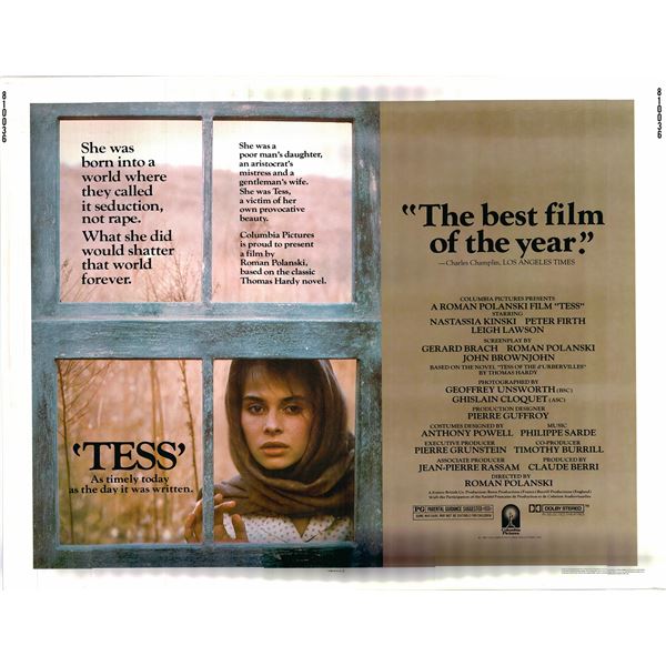 Tess original 1981 vintage display sheet poster