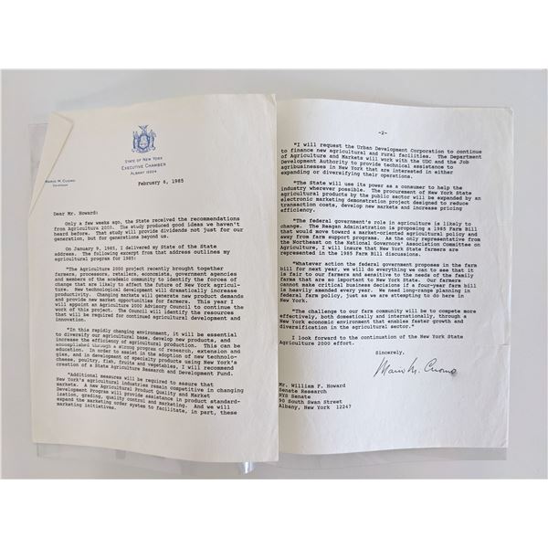 Mario Matthew Cuomo signed letter