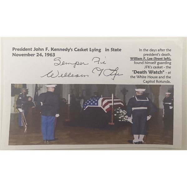 JFK Assassination Death Watch U.S. Marines Lt. William F. Lee signed Card