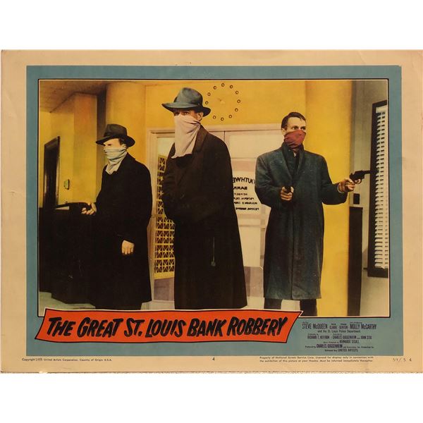 The Great St. Louis Bank Robbery original 1959 vintage lobby card