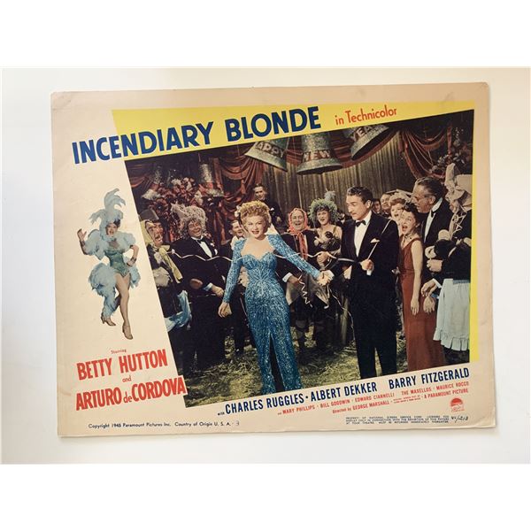 Incendiary Blonde original 1945 vintage lobby card