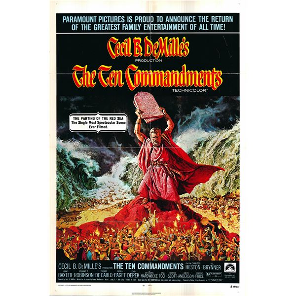 The Ten Commandments original 1972R vintage movie poster