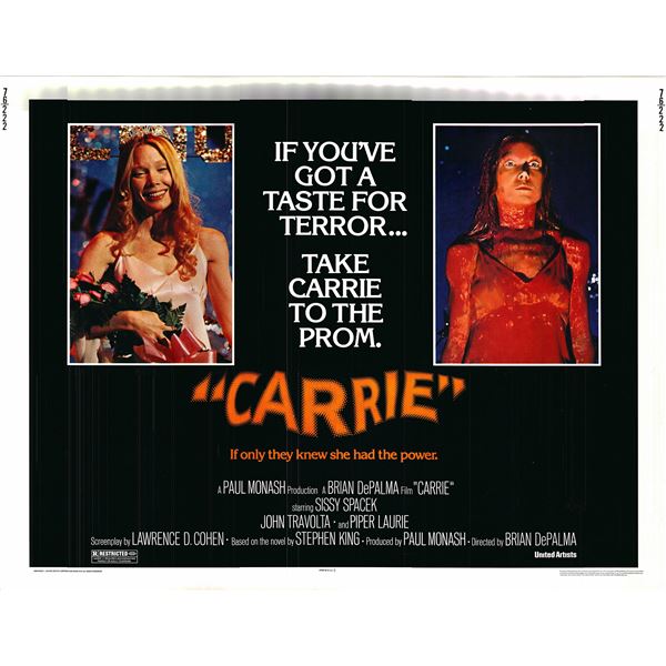 Carrie original 1976 vintage rolled display sheet