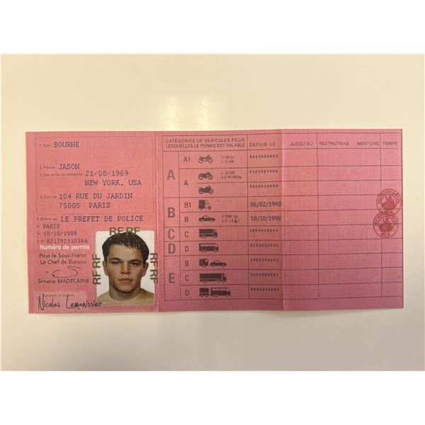 The Bourne Supremacy Matt Damon film passport prop