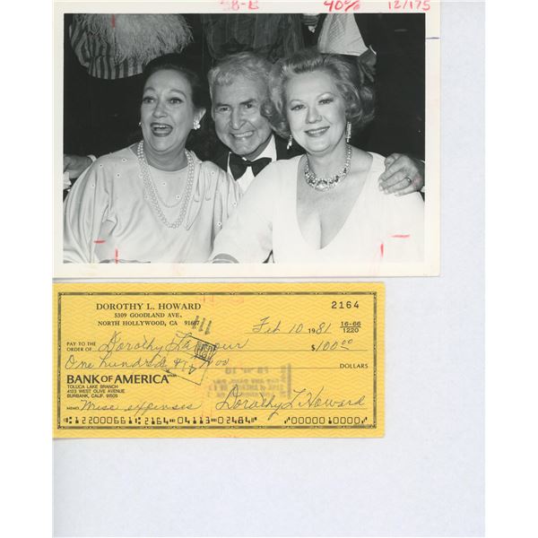 Dorothy Lamour signed check