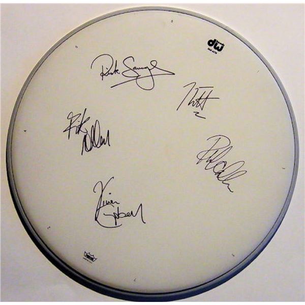 Def Leppard signed drum head