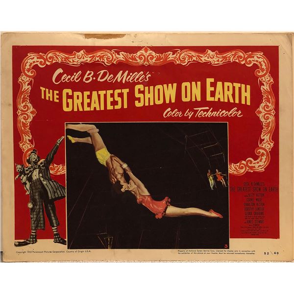The Greatest Show on Earth original 1952 vintage lobby card