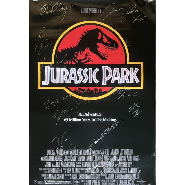 Jurassic Park cast signed movie poster