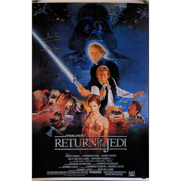 Star Wars Return Of The Jedi Cast Signed Movie Poster