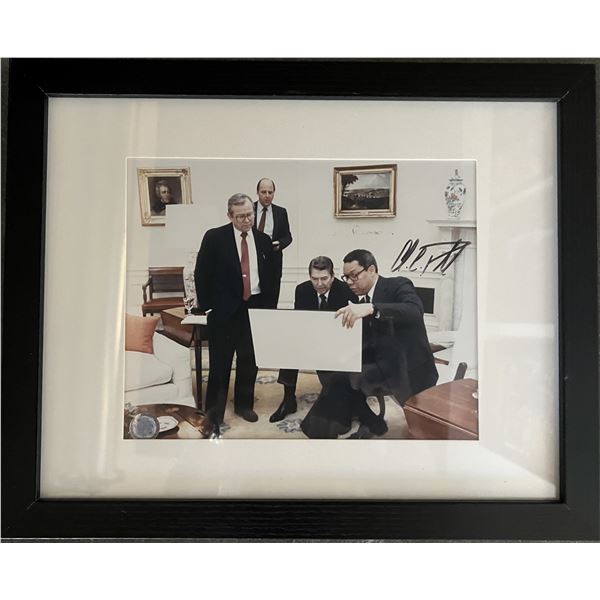 Ronald Reagan/ Colin Powell signed photo. GFA authenticated