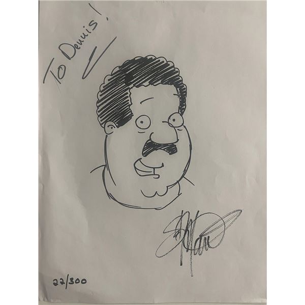 Family Guy Cleveland original sketch autographed by Seth McFarlane.