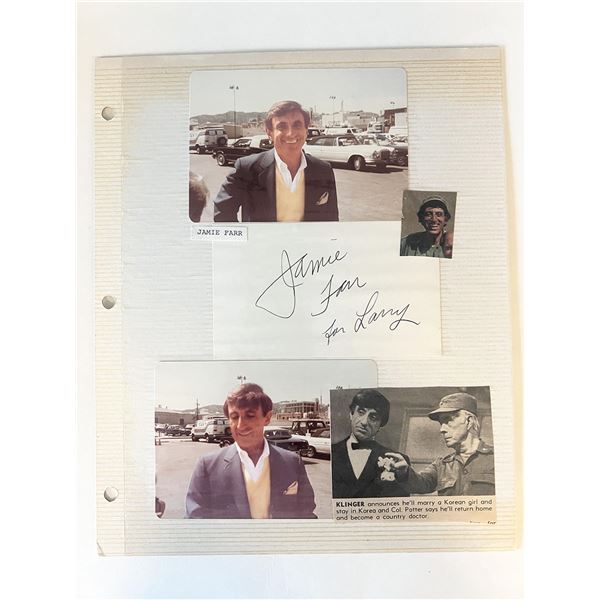 Jamie Farr signed photo album page