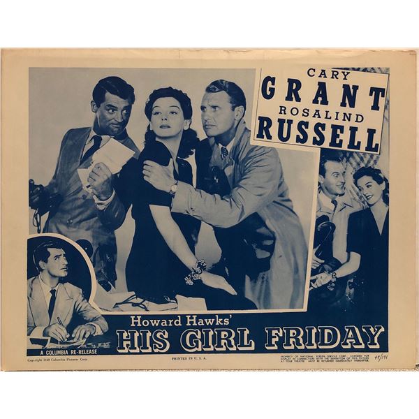 His Girl Friday original 1949R vintage lobby card
