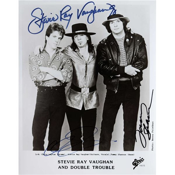 Stevie Ray Vaughan and Double Trouble signed promo photo