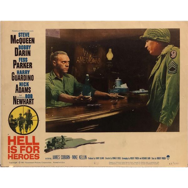 Hell is for Heroes original 1962 vintage lobby card