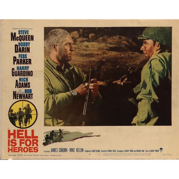 Hell is for Heroes original 1962 vintage lobby card