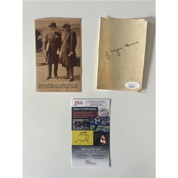 FBI DirectorJ Edgar Hoover signed cut- JSA