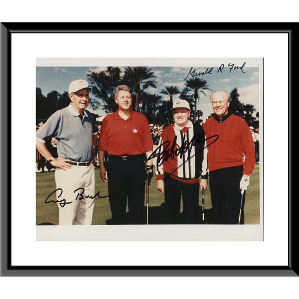 Bob Hope Desert Classic photo autographed by Bob Hope, George H.W. Bush and Gerald Ford
