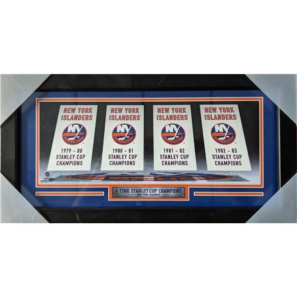 N.Y. Islanders Stanley Cup Banners Framed Photo