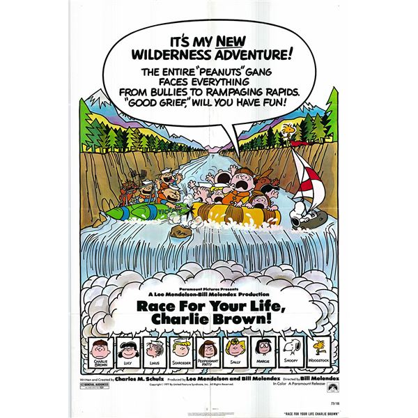 Race for your Life,  Charlie Brown original 1977 vintage one sheet movie poster