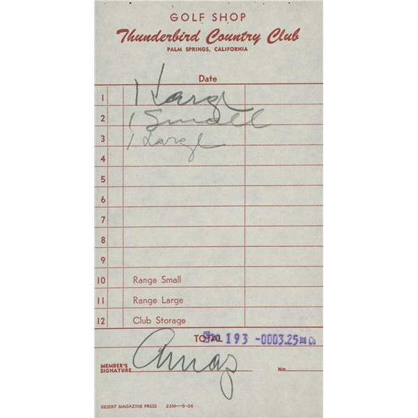 Desi Arnaz signed receipt