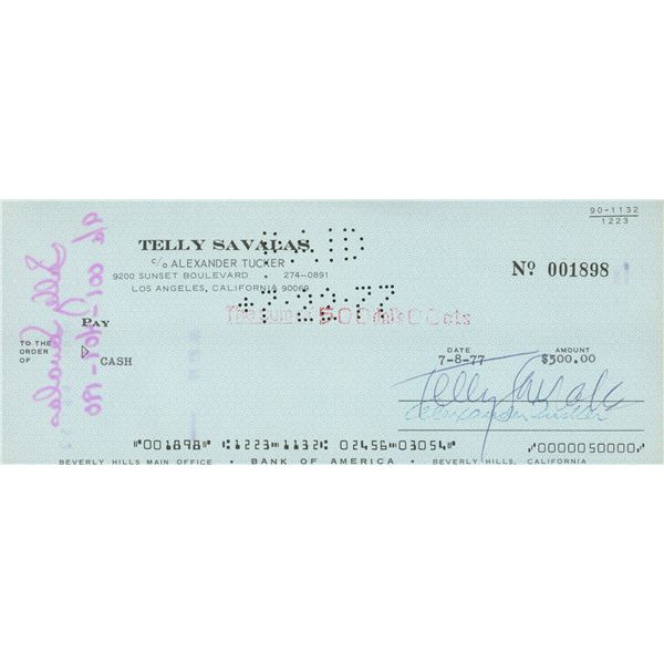 Telly Savalas Kojak signed check