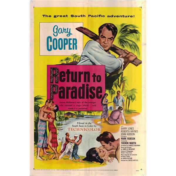 Return to Paradise original 1953 vintage one sheet movie poster