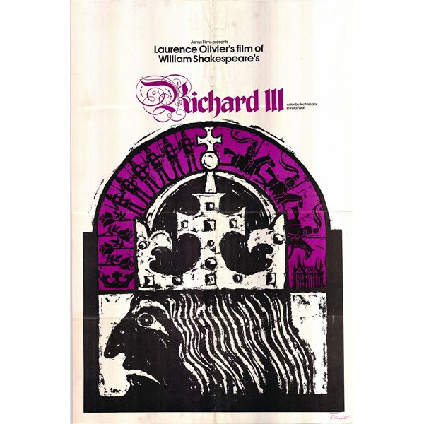 Richard III original 1955R vintage one sheet movie poster