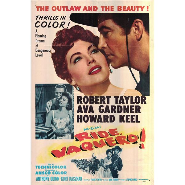 Ride, Vaquero! original 1953 vintage one sheet movie poster