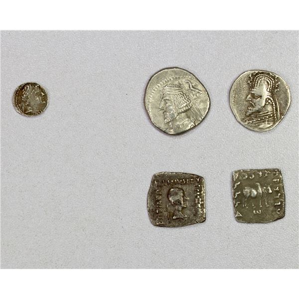 BACTRIA & PARTHIA: LOT of 5 silver coins