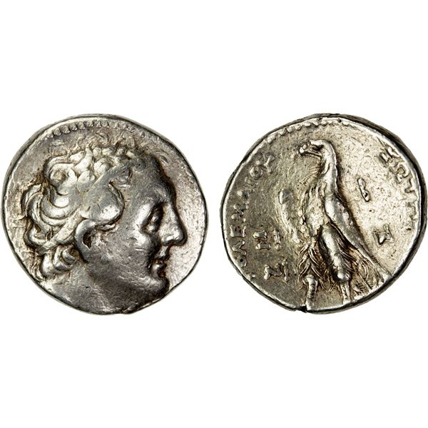PTOLEMAIC: Ptolemy III Euergetes, 246-222 BC, AR tetradrachm (14.18g), Sidon, year 2 (245 BC), VF