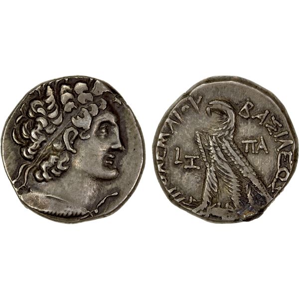 PTOLEMAIC: Kleopatra III & Ptolemy IX Soter, 116-107 BC, AR tetradrachm (14.24g), Alexandria, year 1