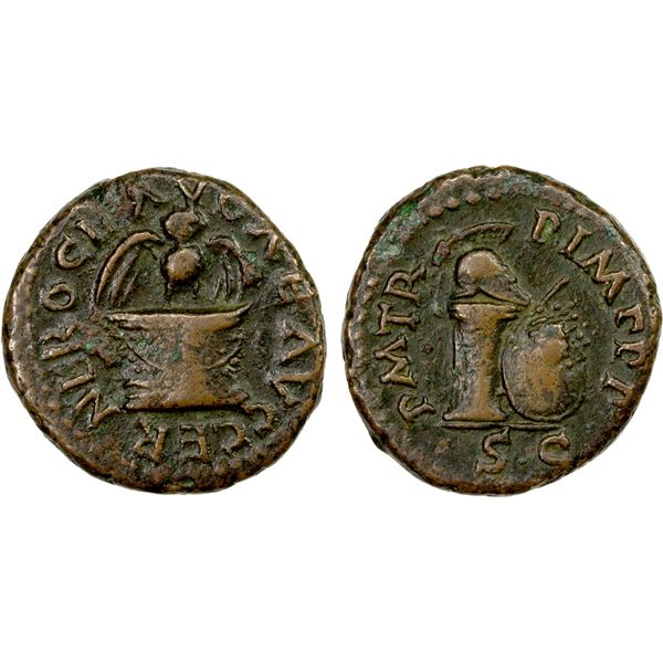 ROMAN EMPIRE: Nero, 55-68 AD, AE quadrans (3.43g), Rome, 62-68 AD, VF