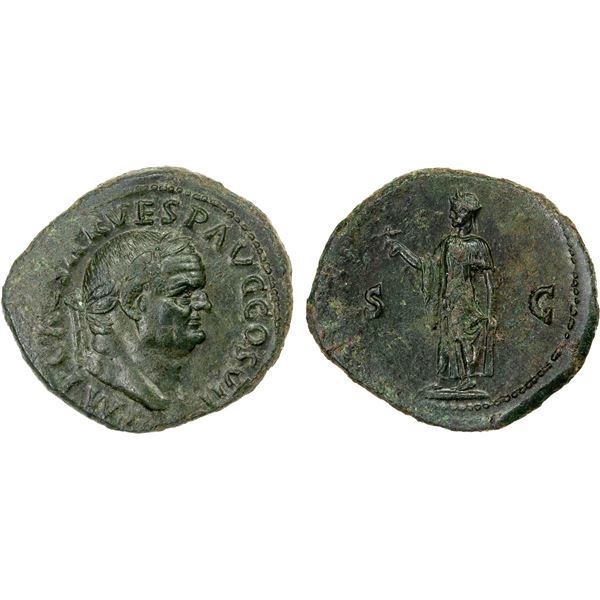 ROMAN EMPIRE: Vespasian, 69-79 AD, AE as (11.31g), Rome, 76 AD, VF-EF