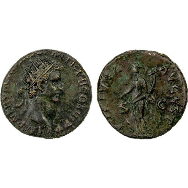 ROMAN EMPIRE: Nerva, 96-98 AD, AE dupondius (11.91g), Rome, 97 AD, VF