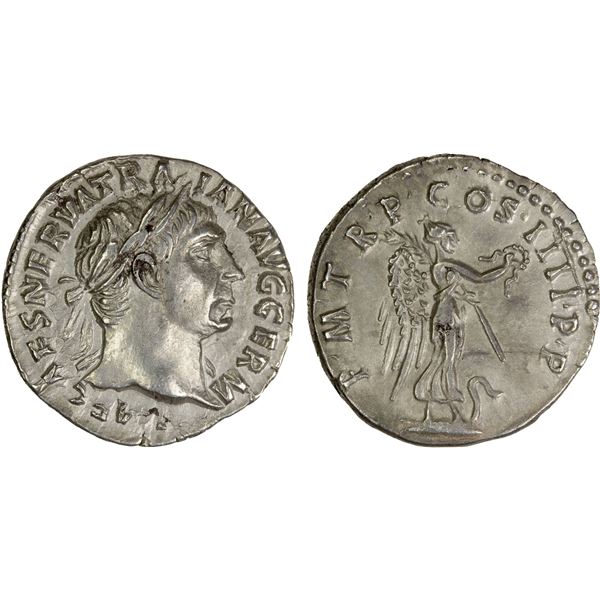 ROMAN EMPIRE: Trajan, 98-117 AD, AR denarius (2.68g), Rome, 101-102 AD, VF-EF