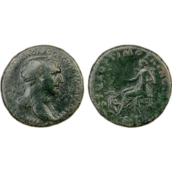 ROMAN EMPIRE: Trajan, 98-117 AD, AE sestertius (25.73g), Rome, 103-111 AD, Fine