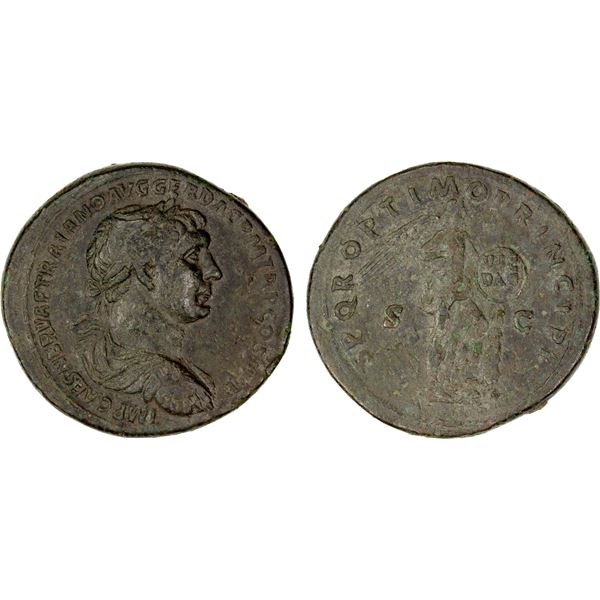 ROMAN EMPIRE: Trajan, 98-117 AD, AE sestertius (26.70g), Rome, 104-107 AD, VF