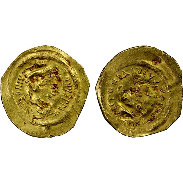 BYZANTINE EMPIRE: Justinian I, 527-565, AV tremissis (1.34g), Constantinople, F-VF