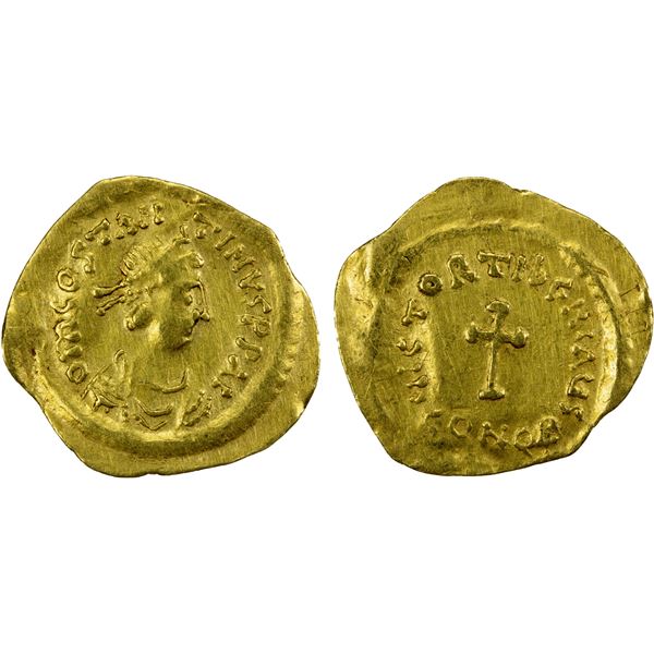 BYZANTINE EMPIRE: Tiberius II Constantine, 578-582, AV tremissis (1.35g), Constantinople, VF