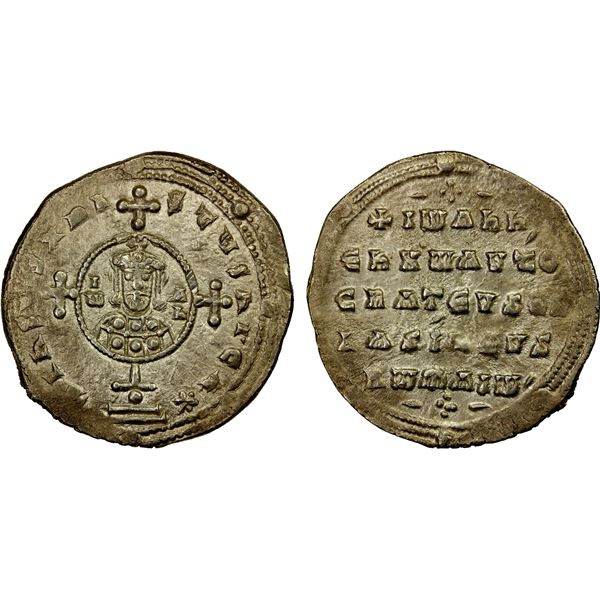 BYZANTINE EMPIRE: John I Tsimiskes, 969-976, AR miliaresion (3.27g), Constantinople, VF