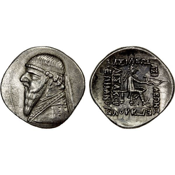 PARTHIAN KINGDOM: Mithradates II, c. 123-88 BC, AR drachm (4.09g), VF